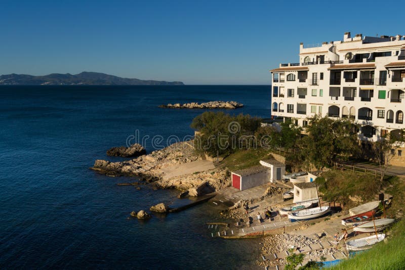 La Creu-Nebenfluss. L'Escala. Costa Brava, Spanien. stockfotografie La Creu-Nebenfluss. L'Escala. Costa Brava, Spanien. stockfotografie