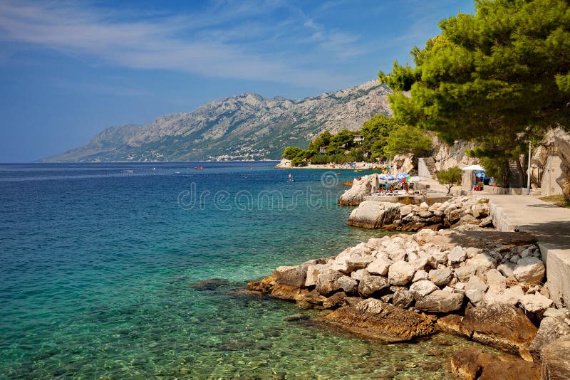 La Croatie - Brela, Makarska la Riviera, Dalmatie, Mer Adriatique images libres de droits La Croatie - Brela, Makarska la Riviera, Dalmatie, Mer Adriatique images libres de droits