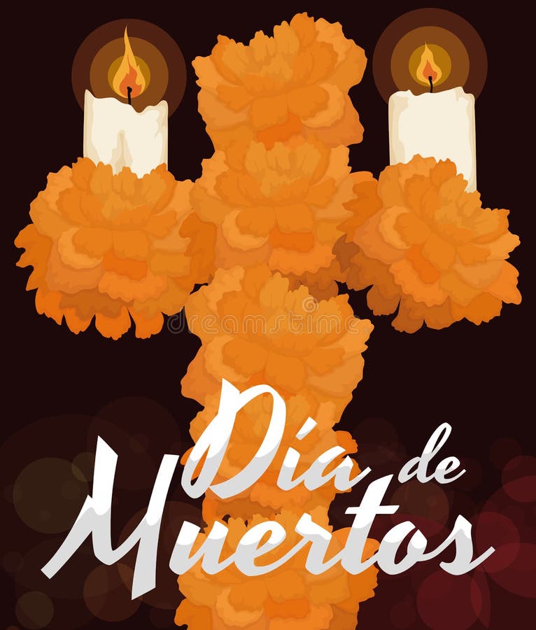 Cartel Con La Flor De Cempasuchil Que Ofrece Para El Mexicano Y X22; Dia De  Muertos Y X22; , Ejemplo Del Vector Ilustración del Vector - Ilustración de  vacaciones, festival: 79832306