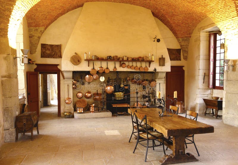 La cucina antica alla cantina di Chateau de Pommard.