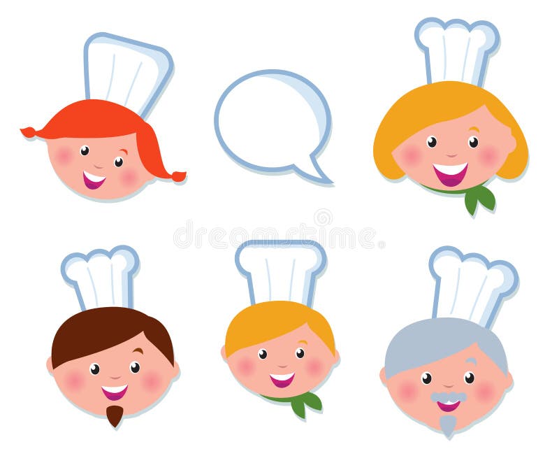 La cuisson et les graphismes mignons ont placé - la famille de chef illustration stock La cuisson et les graphismes mignons ont placé - la famille de chef illustration stock