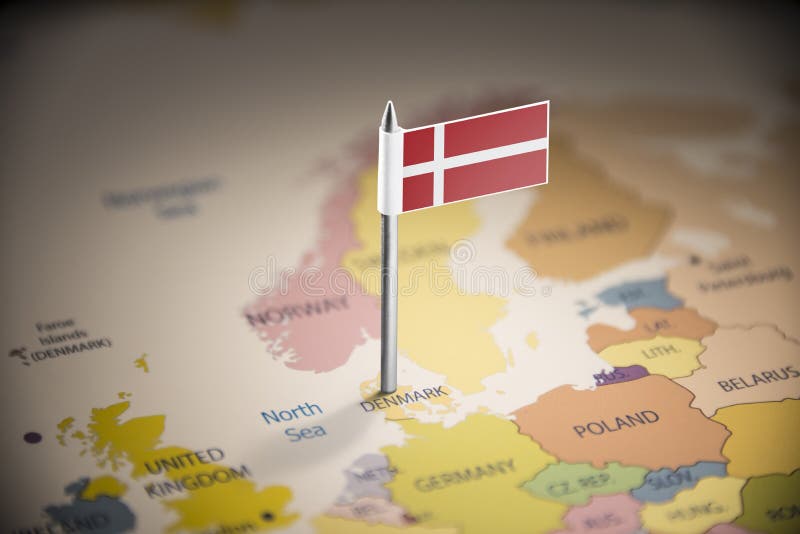 La Danimarca ha segnato con una bandiera sulla mappa