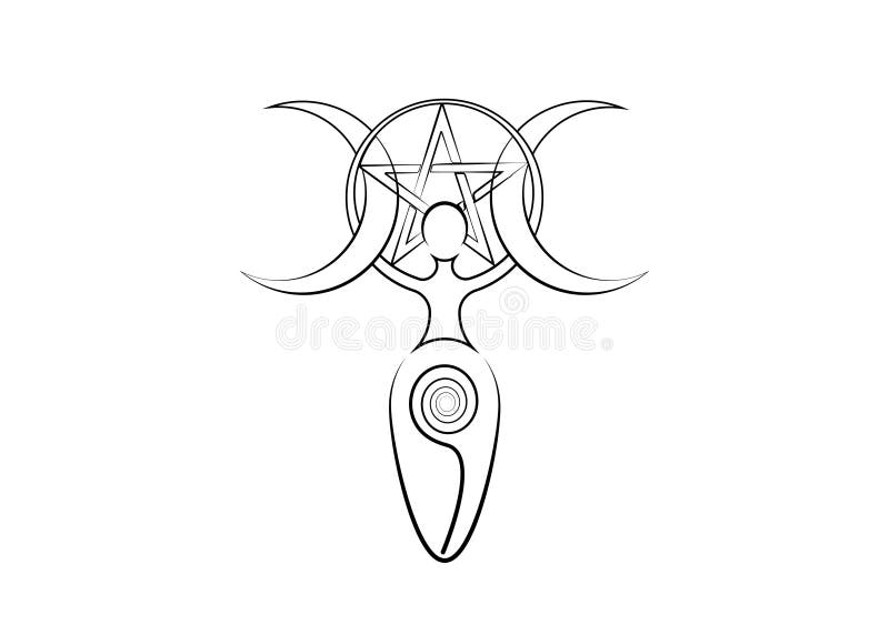 La dea spirituale della fertilità e la tripla luna wiccan La spirale di vita, morte e rinascita Simbolo della madre donna illustrazione di stock La dea spirituale della fertilità e la tripla luna wiccan La spirale di vita, morte e rinascita Simbolo della madre donna illustrazione di stock