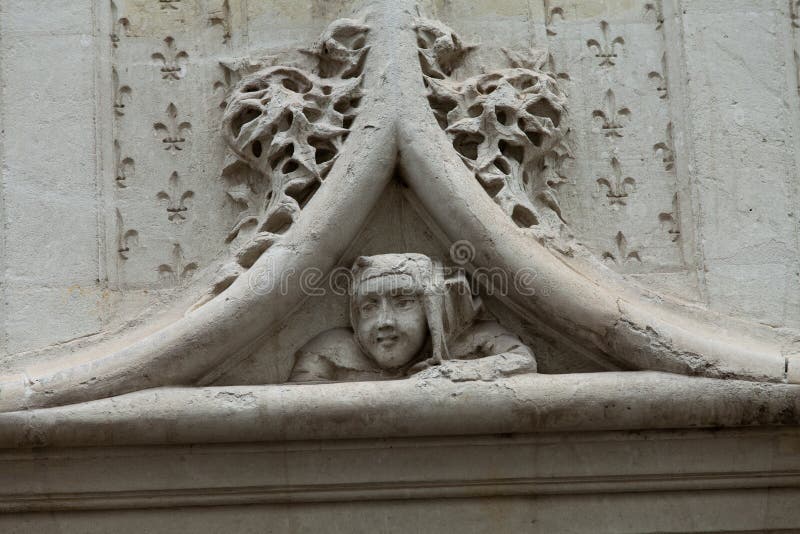 The architectural decoration from the building in Chinon. Loire Valley. The architectural decoration from the building in Chinon. Loire Valley