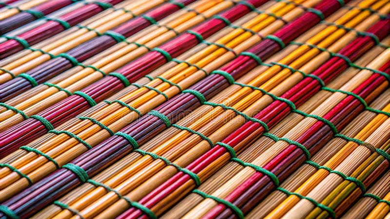 Descubriendo la Delicada Belleza de la Textura de un Individual de Bambú Japonés: Un Fondo Detallado y Sin Costuras para Proyectos stock de ilustración