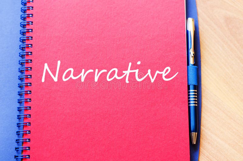 Narrative text concept write on notebook with pen. Narrative text concept write on notebook with pen