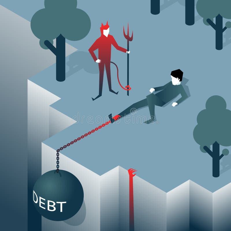 La deuda saca al hombre sobre un acantilado libre illustration La deuda saca al hombre sobre un acantilado libre illustration