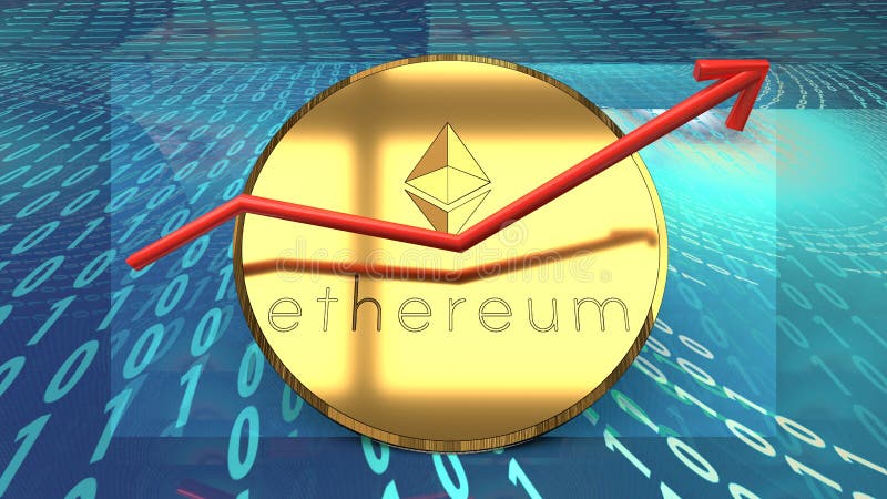 La devise d'Ethereum, devise numérique de cyber basée par blockchain crypto, alternative de bitcoin, diagramme rouge croissant sy illustration stock La devise d'Ethereum, devise numérique de cyber basée par blockchain crypto, alternative de bitcoin, diagramme rouge croissant sy illustration stock