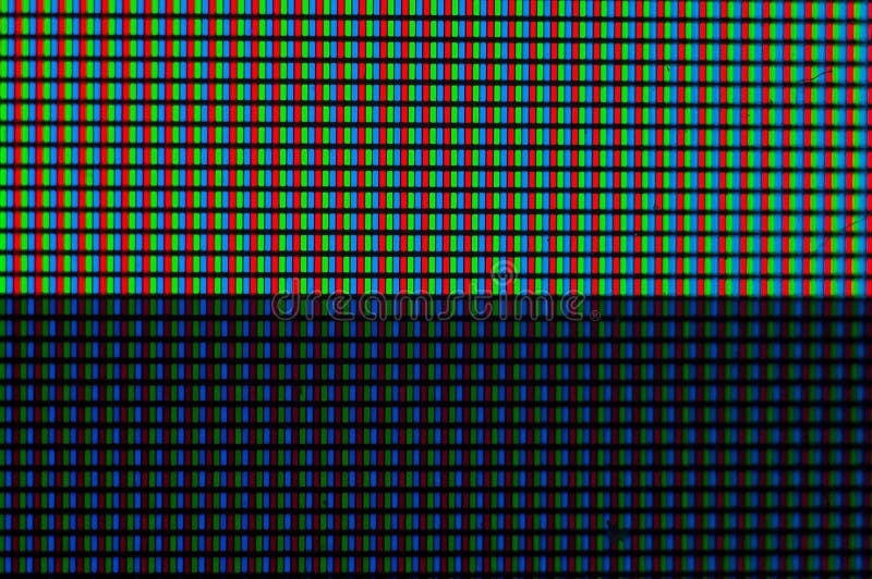 Comparison of black and white color on the matrix of the monitor, pixels close-up. Comparison of black and white color on the matrix of the monitor, pixels close-up