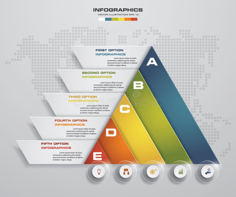 La disposizione astratta di forma della piramide con 5 punti pulisce il modello delle insegne di numero Vettore royalty illustrazione gratis La disposizione astratta di forma della piramide con 5 punti pulisce il modello delle insegne di numero Vettore royalty illustrazione gratis