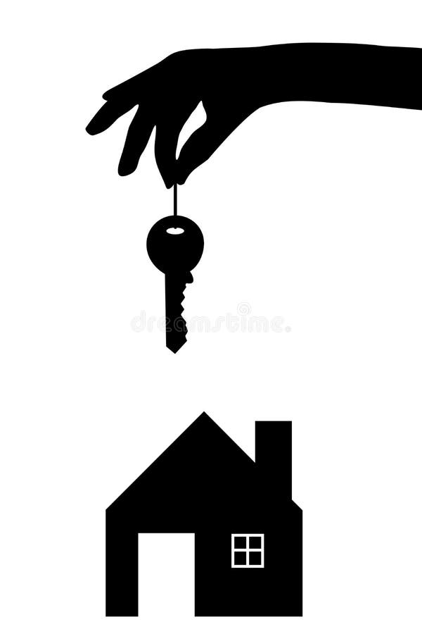 Illustration of handing over keys for a new house. Illustration of handing over keys for a new house.