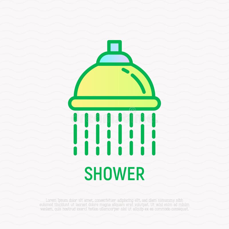 La ducha con agua cae la línea fina icono Ejemplo moderno del equipo del cuarto de baño libre illustration La ducha con agua cae la línea fina icono Ejemplo moderno del equipo del cuarto de baño libre illustration