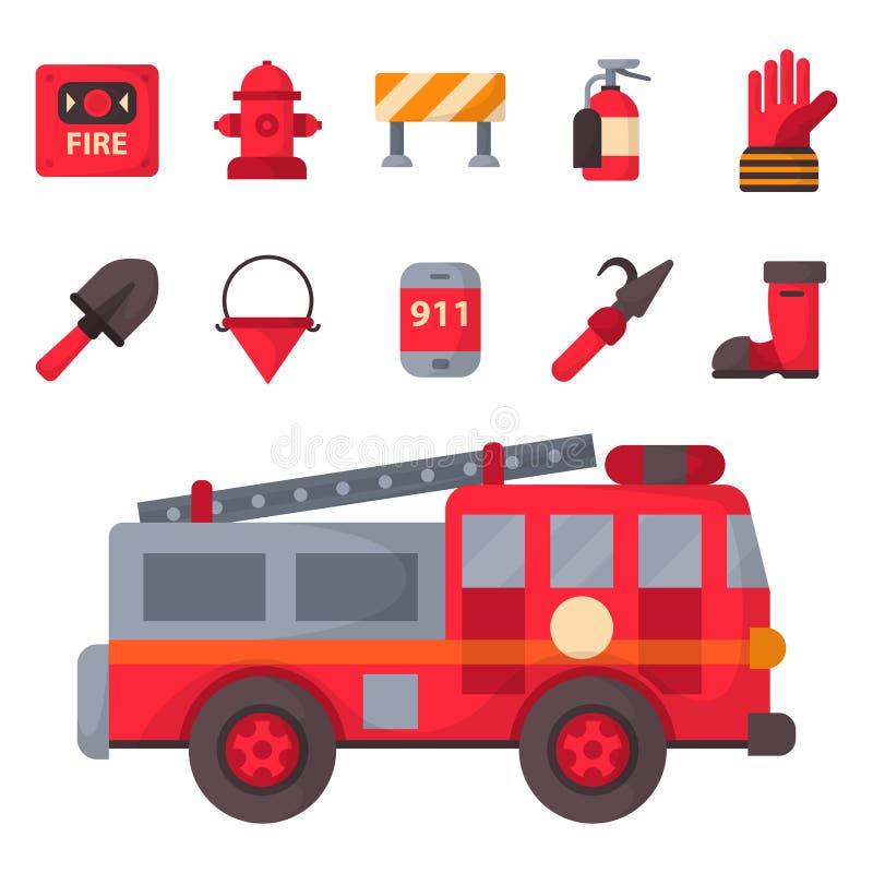 Fire safety equipment emergency icons firefighter symbols safe danger accident flame protection vector illustration. Hazard warning caution tool firefighting tools. Fire safety equipment emergency icons firefighter symbols safe danger accident flame protection vector illustration. Hazard warning caution tool firefighting tools.