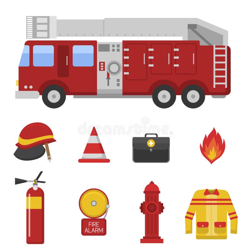 Fire safety equipment emergency icons firefighter symbols safe danger accident flame protection vector illustration. Hazard warning caution tool firefighting tools. Fire safety equipment emergency icons firefighter symbols safe danger accident flame protection vector illustration. Hazard warning caution tool firefighting tools.