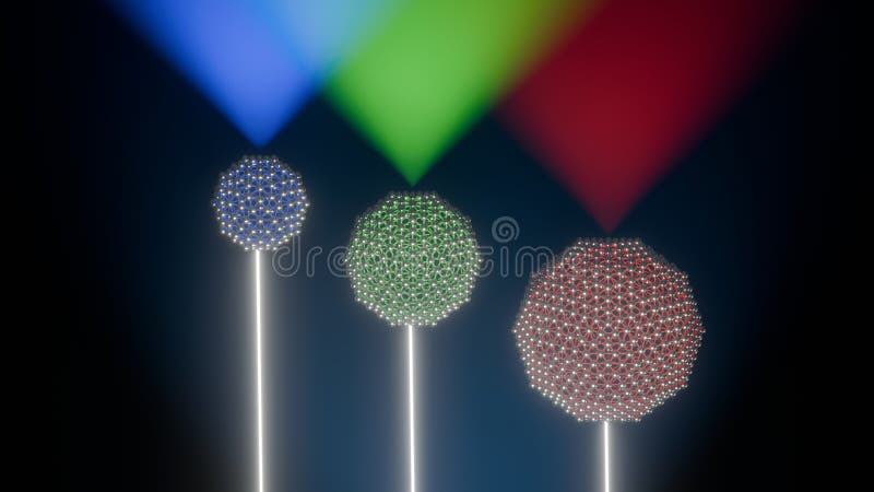 3D Rendering of Quantum Dot Size-Dependent Color Emission. 3D Rendering of Quantum Dot Size-Dependent Color Emission