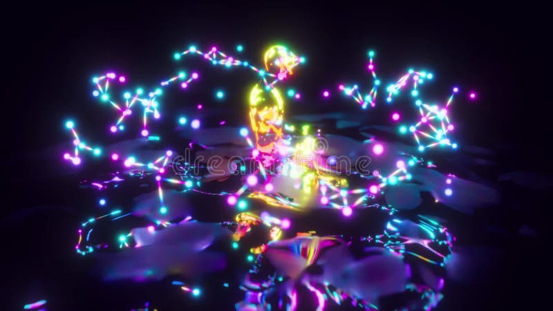 La energía astral multicolor gira alrededor de un yogi mediador ilustración del vector