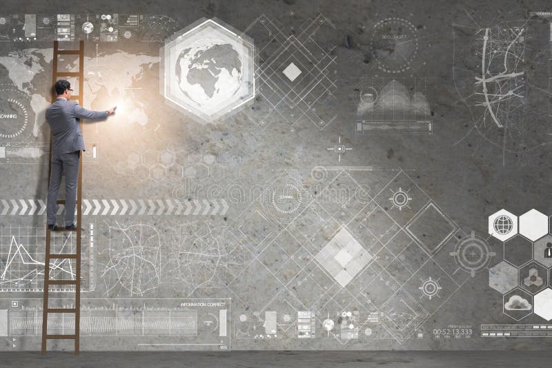 La escalera que sube del hombre de negocios en concepto del negocio global foto de archivo libre de regalías La escalera que sube del hombre de negocios en concepto del negocio global foto de archivo libre de regalías