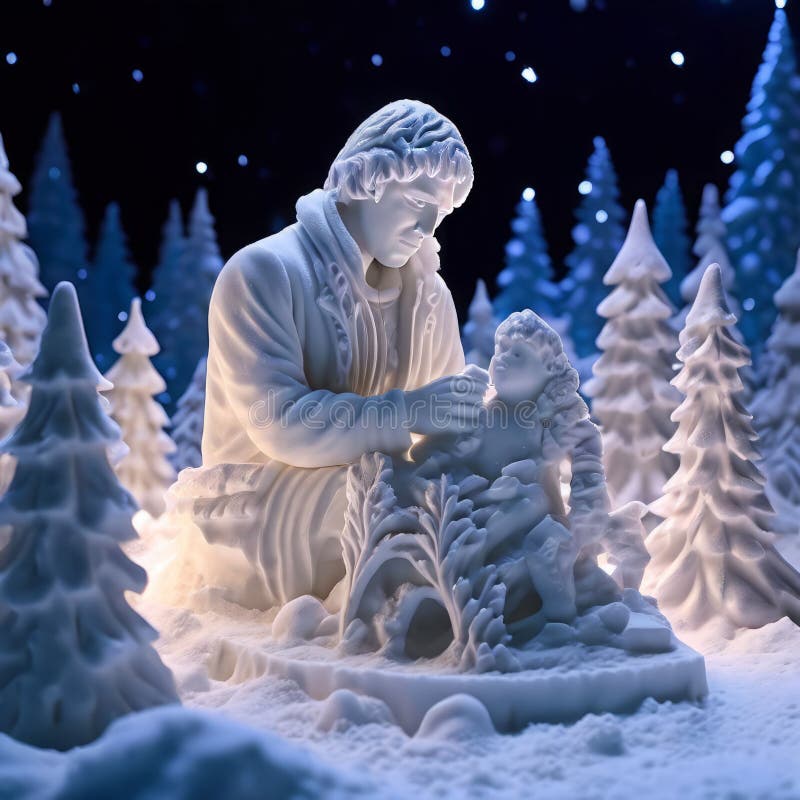 snow sculpting contest a scene where artists carve intricate sculptures from snow that glows wi. snow sculpting contest a scene where artists carve intricate sculptures from snow that glows wi