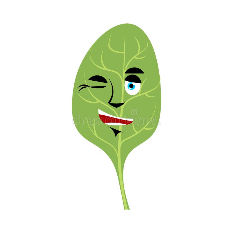 La espinaca guiña Emoji El verde deja la emoción feliz aislada stock de ilustración