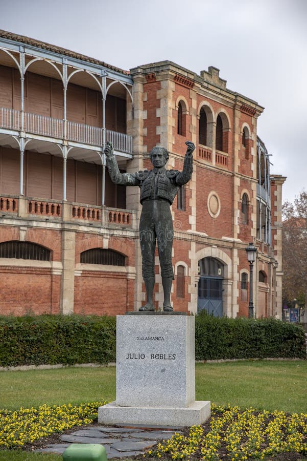 La estatua famosa del torero llamó a Julio Robles, delante del m fotografía de archivo libre de regalías La estatua famosa del torero llamó a Julio Robles, delante del m fotografía de archivo libre de regalías