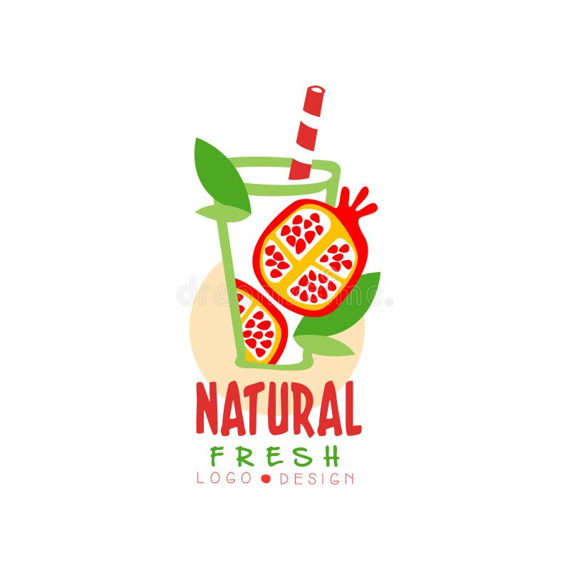 La etiqueta dibujada mano del vector con la granada dulce y el verde se va en vidrio Jugo de fruta natural y fresco ilustración del vector La etiqueta dibujada mano del vector con la granada dulce y el verde se va en vidrio Jugo de fruta natural y fresco ilustración del vector