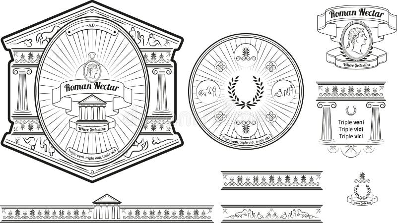 Original beer label and baners design with ancient roman elements vector. Original beer label and baners design with ancient roman elements vector