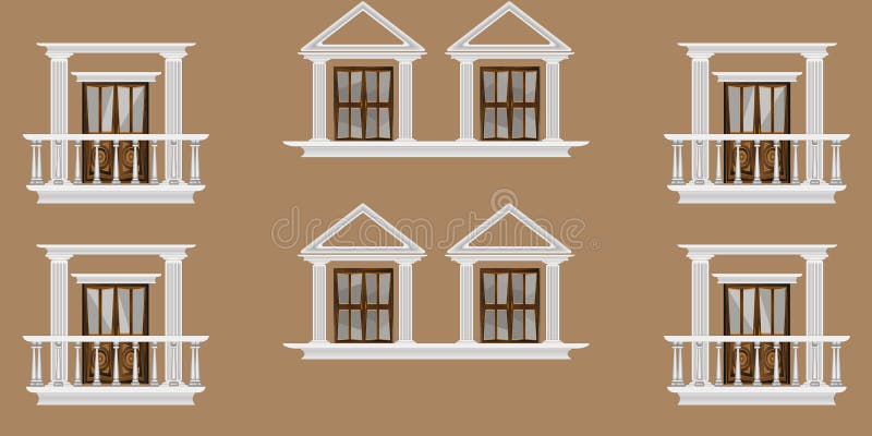 La Fachada De La Casa Con Ventanas Y Balcones. Sin Personas Ilustración del  Vector - Ilustración de elemento, viejo: 190869456