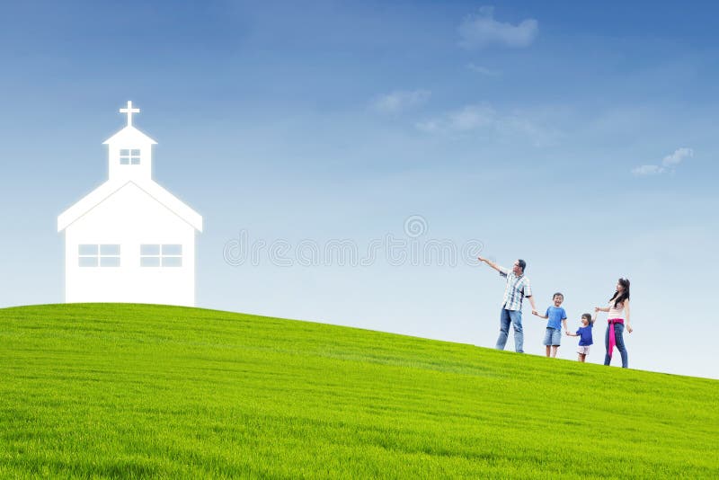 La famille chrétienne vont à l'église illustration stock La famille chrétienne vont à l'église illustration stock