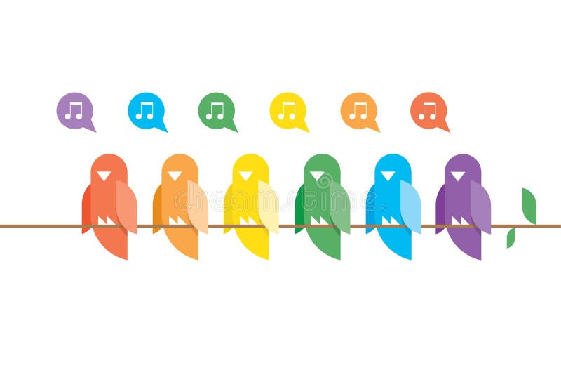 La famille des oiseaux en arc-en-ciel colore se reposer et chante
