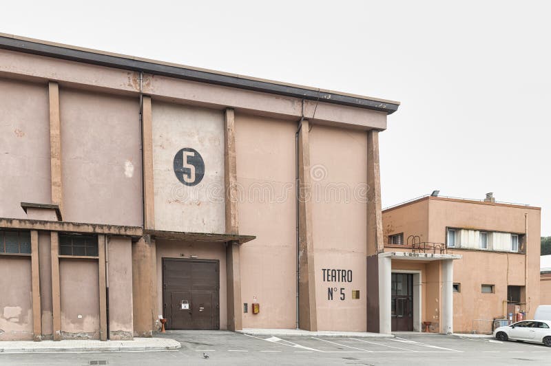 Rome, Italy, February /12/2023: The famous studio 5 soundstage at Cinecitta Roma. Rome, Italy, February /12/2023: The famous studio 5 soundstage at Cinecitta Roma