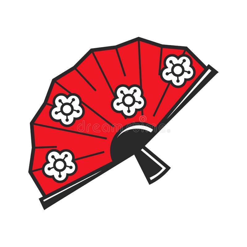 La fan japonaise traditionnelle avec le modèle de fleur a isolé l'illustration illustration stock La fan japonaise traditionnelle avec le modèle de fleur a isolé l'illustration illustration stock