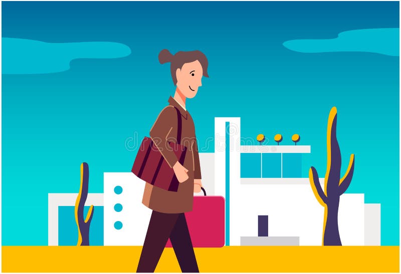 La femme marche avec des bagages Illustration d'art illustration stock La femme marche avec des bagages Illustration d'art illustration stock