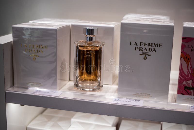 La Femme Prada Perfume on the Shop Display for Sale, Fragrance Created by  Prada Milano Editorial Stock Image - Image of glamour, liquid: 175667859
