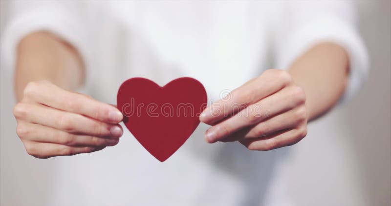 La femme remet tenir des vacances de symbole d'amour de forme de coeur clips vidéos