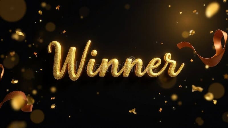 La festa del vincitore d'oro con coriandoli sparkling in nero. Generato dall'AI
