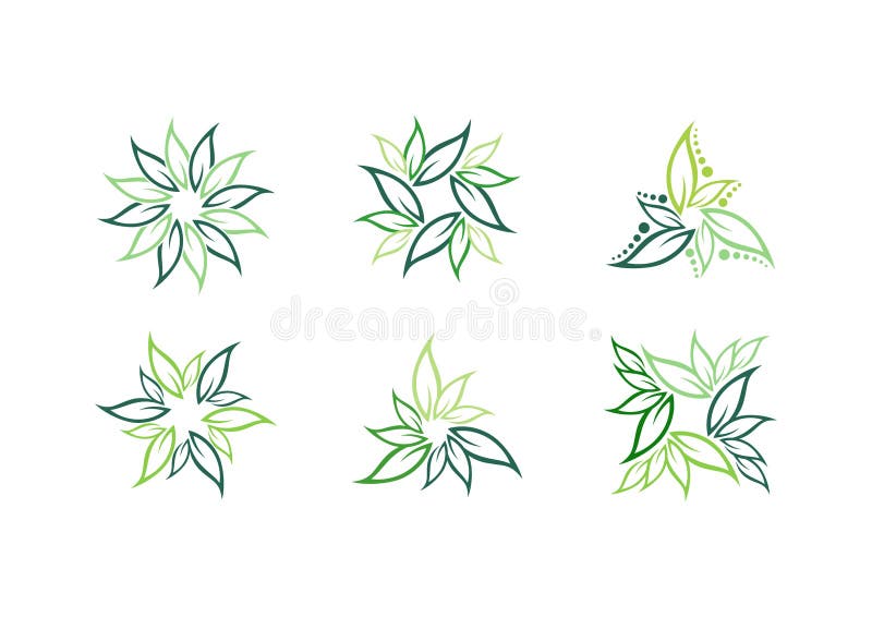 Leaf plant logo and ecology green leaves,nature symbol icon set of vector designs. Leaf plant logo and ecology green leaves,nature symbol icon set of vector designs