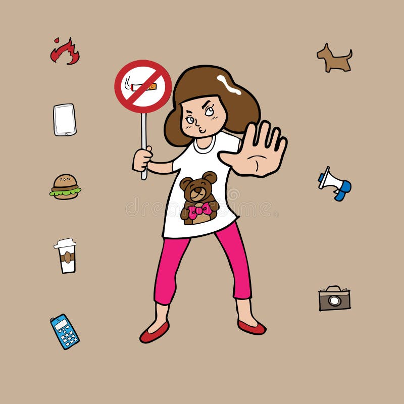 La fille et interdisent le signe illustration stock La fille et interdisent le signe illustration stock