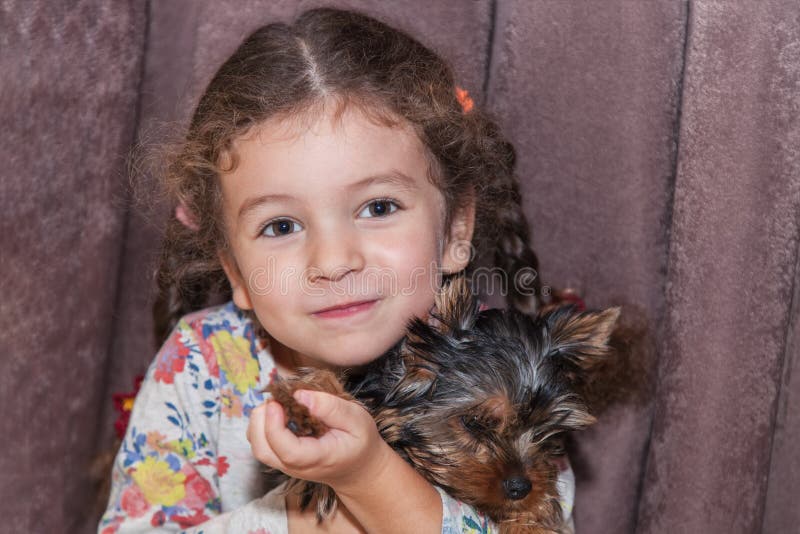 La fille tient le chiot dans des mains photographie stock La fille tient le chiot dans des mains photographie stock