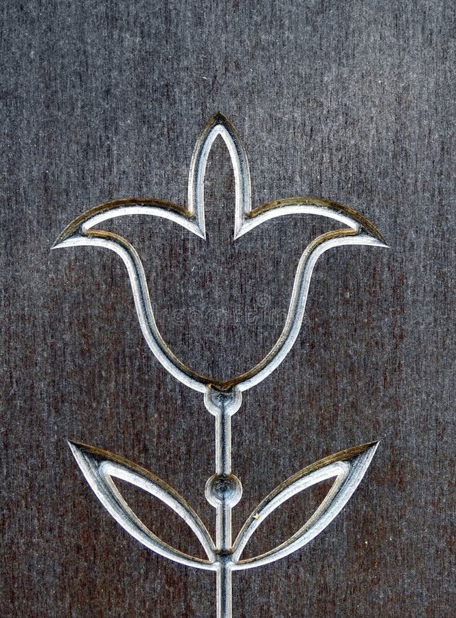 La fleur de tulipe a découpé sur la surface en bois, Lithuanie photographie stock La fleur de tulipe a découpé sur la surface en bois, Lithuanie photographie stock