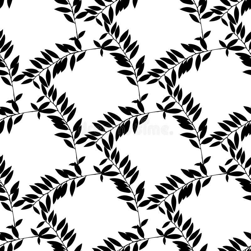 La foglia in bianco e nero disegnata a mano profila il modello senza cuciture royalty illustrazione gratis La foglia in bianco e nero disegnata a mano profila il modello senza cuciture royalty illustrazione gratis