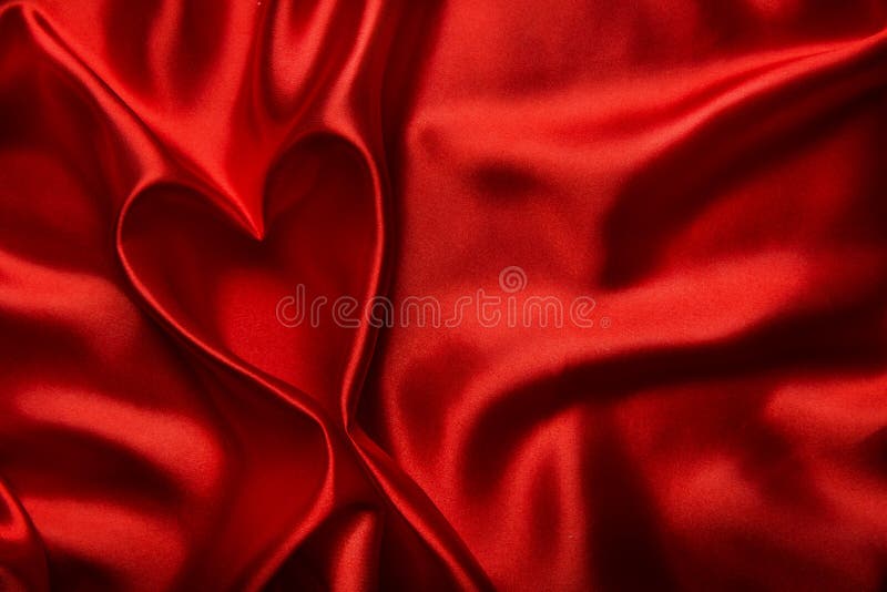 Valentines Day Background, Valentine Heart folded Red Silk Fabric, Wedding Love concept. Valentines Day Background, Valentine Heart folded Red Silk Fabric, Wedding Love concept