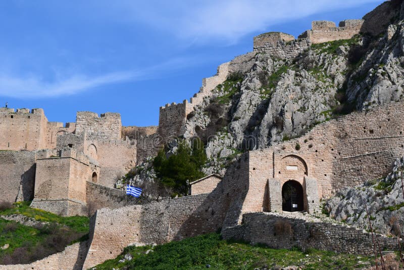 Acrocorinth Greek: Ακροκόρινθος, `Upper Corinth`, the acropolis of ancient Corinth, is a monolithic rock overseeing the ancient city of Corinth, Greece. `It is the most impressive of the acropoleis of mainland Greece,` in the estimation of George Forrest. Acrocorinth was continuously occupied from archaic times to the early 19th century. The city`s archaic acropolis, already an easily defensible position due to its geomorphology, was further heavily fortified during the Byzantine Empire as it became the seat of the strategos of the thema of Hellas and later of the Peloponnese. It was defended against the Crusaders for three years by Leo Sgouros.The highest peak on the site was home to a temple to Aphrodite which was converted to a church, and then became a mosque. The American School`s Corinth Excavations began excavations on it in 1929. Currently, Acrocorinth is one of the most important medieval castle sites of Greece. Acrocorinth Greek: Ακροκόρινθος, `Upper Corinth`, the acropolis of ancient Corinth, is a monolithic rock overseeing the ancient city of Corinth, Greece. `It is the most impressive of the acropoleis of mainland Greece,` in the estimation of George Forrest. Acrocorinth was continuously occupied from archaic times to the early 19th century. The city`s archaic acropolis, already an easily defensible position due to its geomorphology, was further heavily fortified during the Byzantine Empire as it became the seat of the strategos of the thema of Hellas and later of the Peloponnese. It was defended against the Crusaders for three years by Leo Sgouros.The highest peak on the site was home to a temple to Aphrodite which was converted to a church, and then became a mosque. The American School`s Corinth Excavations began excavations on it in 1929. Currently, Acrocorinth is one of the most important medieval castle sites of Greece