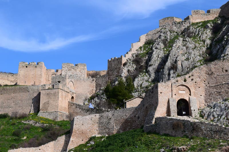 La Fortezza Di Acrocorinth, L'acropoli Di Corinto Antico Immagine Stock
