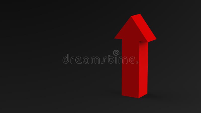 La freccia rossa spicca e si solleva solo / Rendering 3D