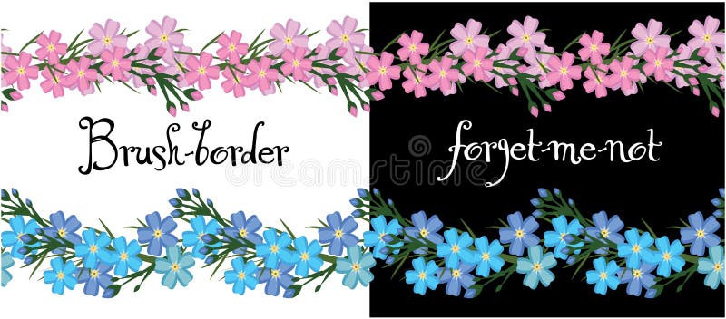 La frontera de cepillo de flores me olvida no Vector ilustración del vector La frontera de cepillo de flores me olvida no Vector ilustración del vector