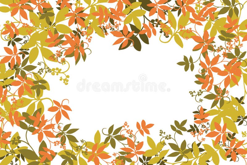 La frontera de la naranja y de la hoja de la caída del amarillo diseña en el fondo blanco, en formato horizontal, fondo de la caí libre illustration La frontera de la naranja y de la hoja de la caída del amarillo diseña en el fondo blanco, en formato horizontal, fondo de la caí libre illustration