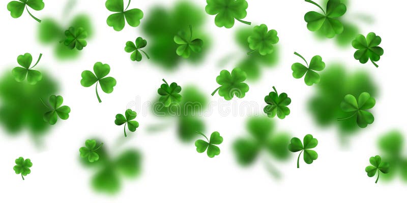 La frontera del día de St Patrick con cuatro verdes y el árbol 3D hojean los tréboles en el fondo blanco Símbolos afortunados y d ilustración del vector La frontera del día de St Patrick con cuatro verdes y el árbol 3D hojean los tréboles en el fondo blanco Símbolos afortunados y d ilustración del vector