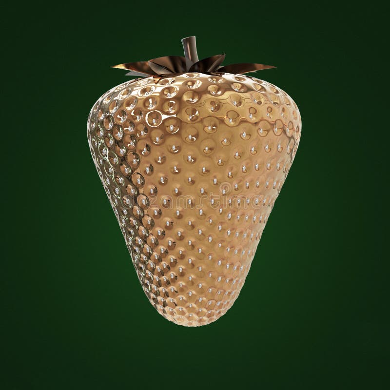 La fruta jugosa de metal de la superficie del verano natural de oro brillante y lleno de matices de la fresa con la hoja aisló re ilustración del vector La fruta jugosa de metal de la superficie del verano natural de oro brillante y lleno de matices de la fresa con la hoja aisló re ilustración del vector