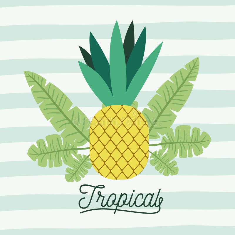 La frutta tropicale dell'ananas con le foglie sulle linee decorative colora il fondo illustrazione di stock La frutta tropicale dell'ananas con le foglie sulle linee decorative colora il fondo illustrazione di stock