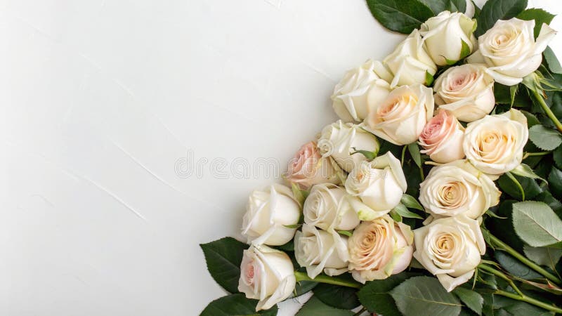 A: La generazione di rose bianche su fondo bianco accordo romantico illustrazione vettoriale